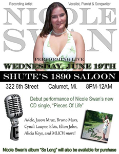 Shute's 1890 Saloon (Calumet, Mi) June 19th, 2013 Gig Ad