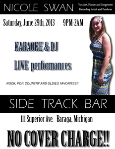 Side Track Bar (Baraga, Mi) June 29th, 2013 Gig Ad