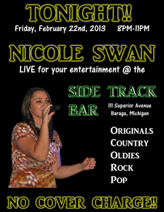 Side Track Bar (Baraga, Mi) February 22nd, 2013 Gig Ad