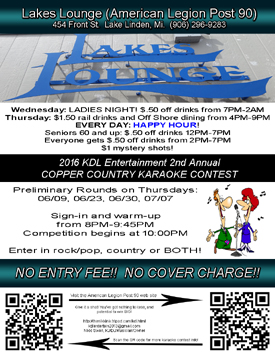 Lakes Lounge (American Legion Post 90) Promo Flyer